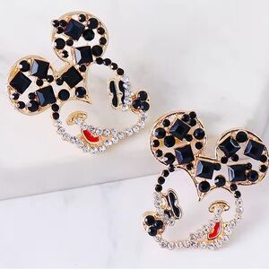 Black and Gold rhinestone blingy Mickey Mouse Earrings for Disney